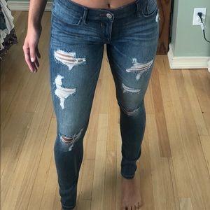 Express Mid Rise Ripped Jeans